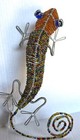 Beadworx glass bead art work multi gecko lizard retired 12” orange head