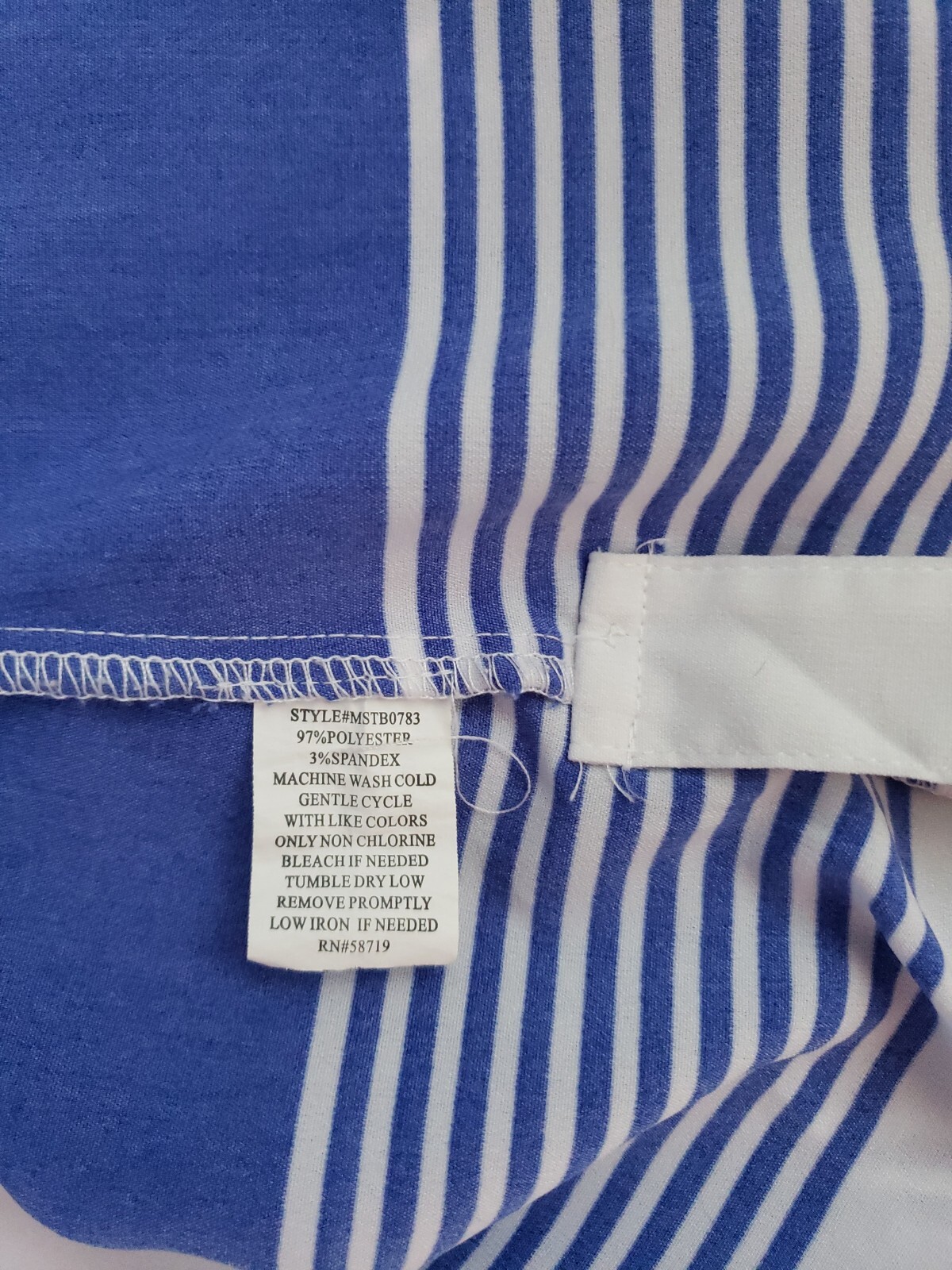 Notations Bold Striped Button Down Top Blue White… - image 5
