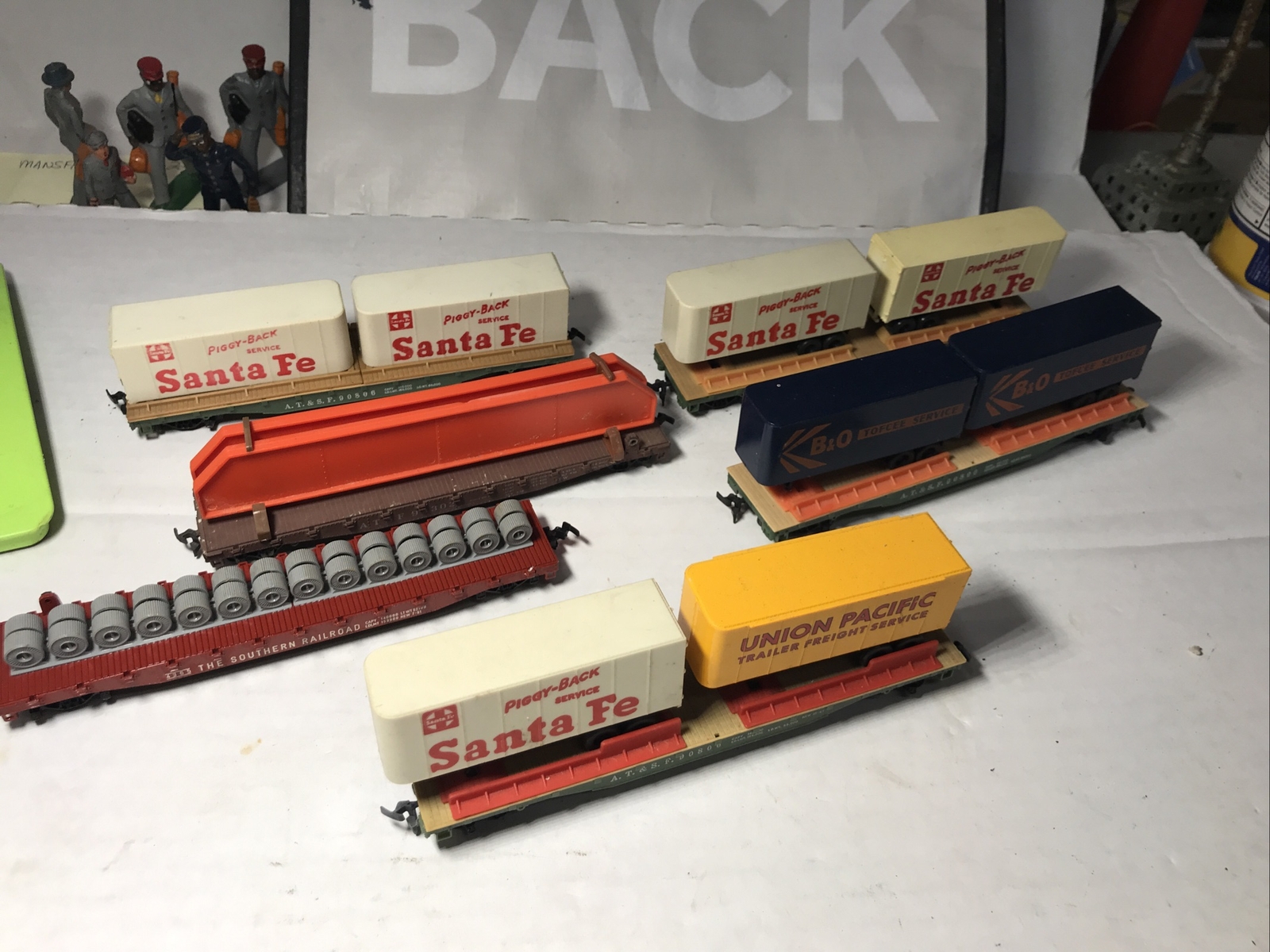 HO Scale Train Flat Car W/Cable Reel LoadSouthern AT&SF VINTAGE TYCO