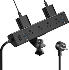 40W Fast Charging Desk Clamp Power Strip with 8 Outlets  USB Ports