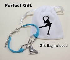 CRS Cross Figure Skating Bracelets- Love Ice Skate Infinity sign-GIFT bag Blue
