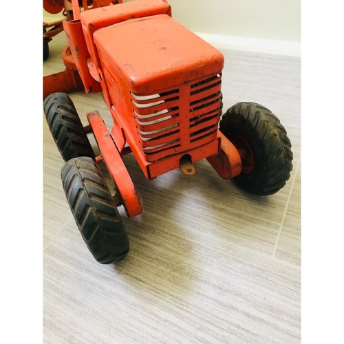 Vintage 50s Doepke Adams Pressed Steel Diesel Motor Grader Orange Model Toys - Picture 5 of 10