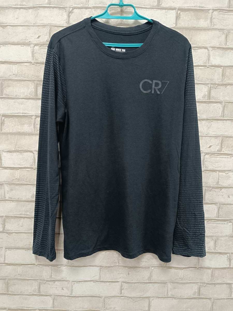 NIKE CR7 ATHLETIC CUT SIZE M BLACK MENS T SHIRT LONG SLEEVE