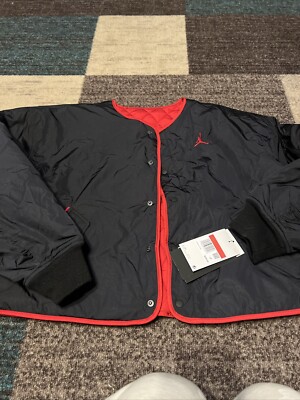 NWT $250 Women s L Jordan Nike Quilted Reversible Jacket DH0647-010 Black/Red