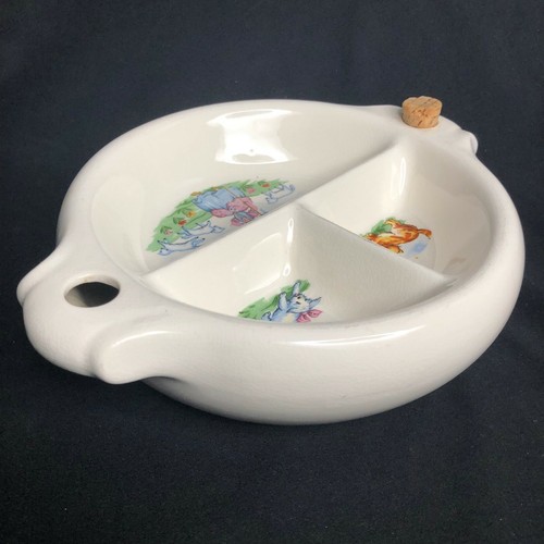 Piatto scaldabagno vintage bambino diviso ciotola ceramica asilo filastrocche - Foto 3 di 6