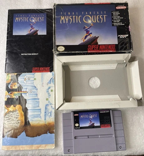Final Fantasy Mystic Quest (Super Nintendo SNES)Complete Box W/Map CIB-Free Ship