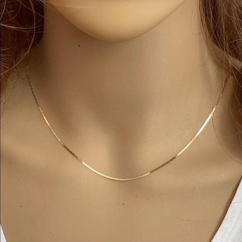 14 k Solid Yellow Gold 1.1 mm Mariner Chain Necklace 16", 18", 20" , 22" - Picture 5 of 7