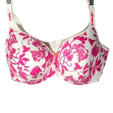Cacique 42G Pink Floral Full Coverage Underwire Bra Adjust Straps Comfort NWOT
