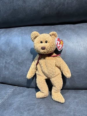 TY Beanie Baby Very Rare Curly the Bear with Tag (1993/1996) & Brown Nose