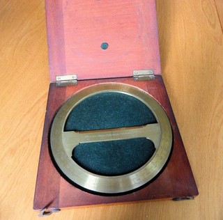 Vintage Brass 6 inch Stanley Circular Protractor WITH Original Case &felt lining