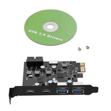4-Port USB PCIe Expansion Card 5Gbps Speed PCIe X1/X4/X8/X16 Multi-OS Support