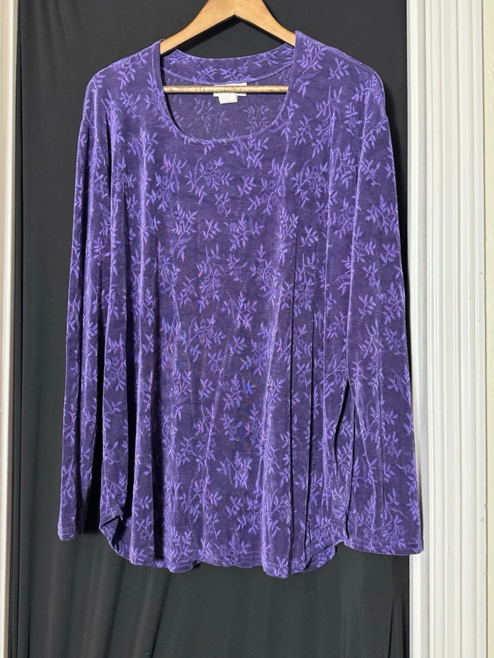 Blusa de terciopelo de colección Whimsigoth 2x túnica púrpura fluida hada tejido líquido elástico Foto 4 de 4