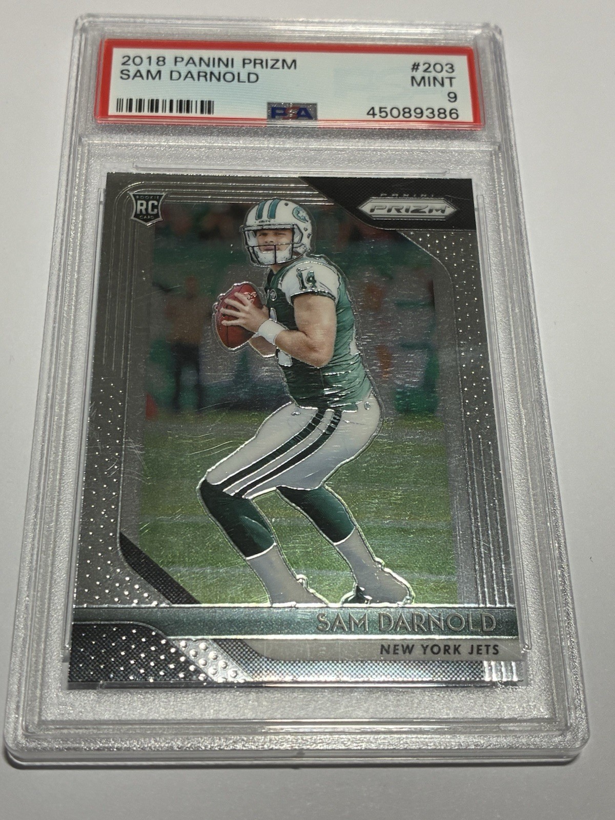 2018 Panini Prizm Sam Darnold RC Rookie #203 Jets PSA 9 Mint Super Bowl Champion