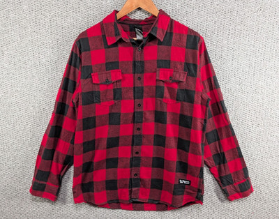 Burnside Herren rot Buffalo Karo kariert Flanell Worker Skater Knopf Hemd L