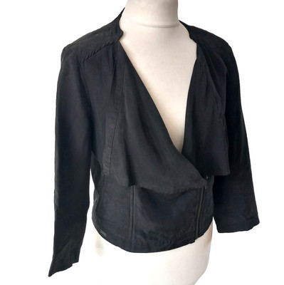 Numph Noughties Style Jacke Biker Cupro 38 UK 10 Washed Black