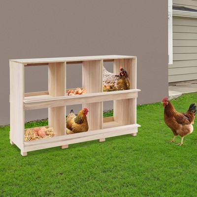 6 Compartment Wooden Nesting Boxes For Chickens, Chicken Laying Boxes For Farms