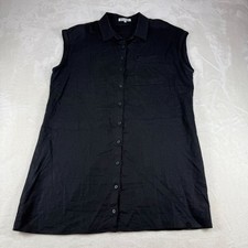 Reformation Black Linen Shirt Dress Button Down Sleeveless Size Large Mini Short