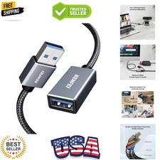 USB 3.0 Extension Cable 1.5 Feet, Nylon Braided Compatible with Webcam, Camer...