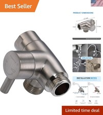 Brushed Nickel 3-Way Shower Diverter - Solid Brass Construction Easy Install