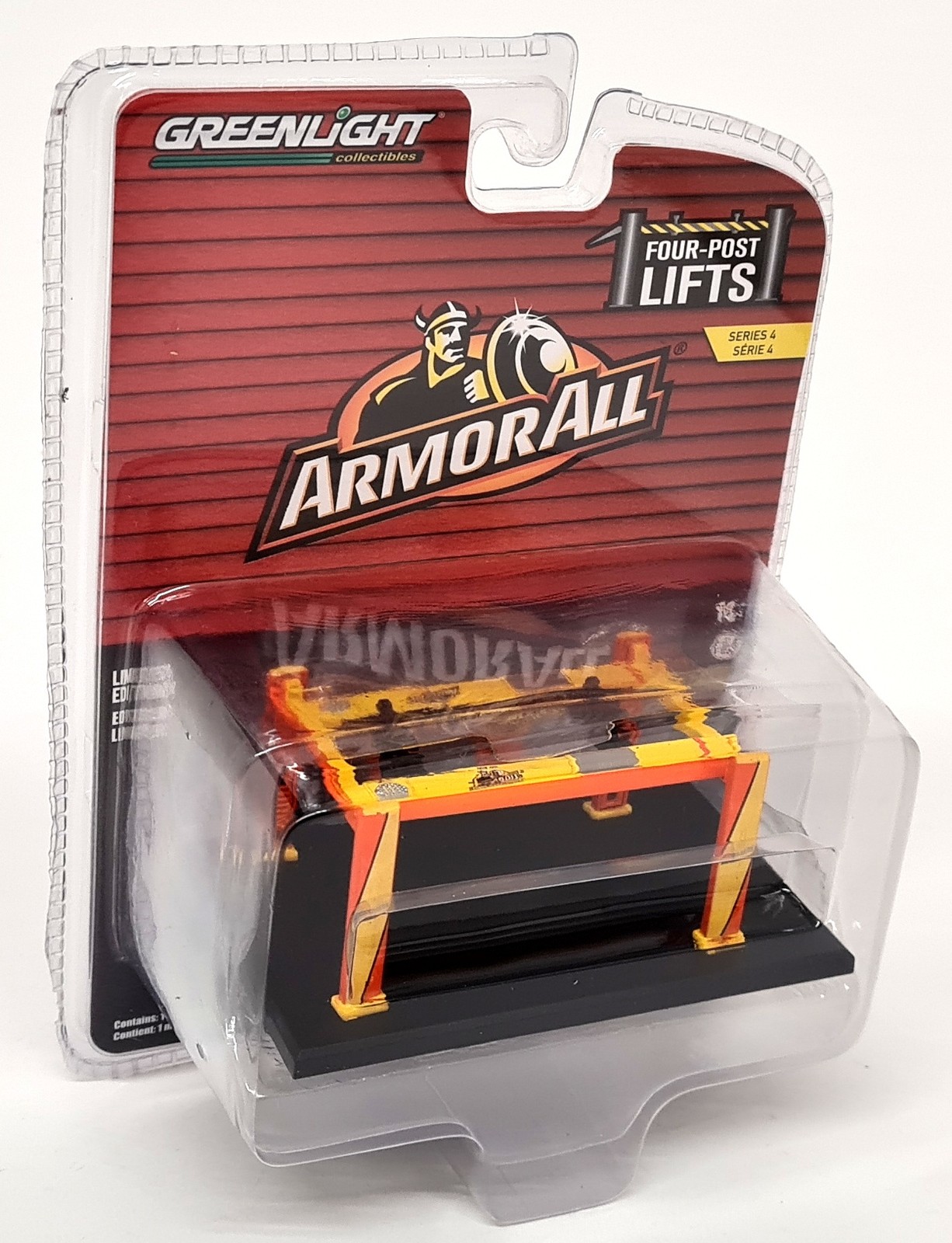 Greenlight 1/64 Diorama Armor All 4 Post Lift for Model Car Shop Garage