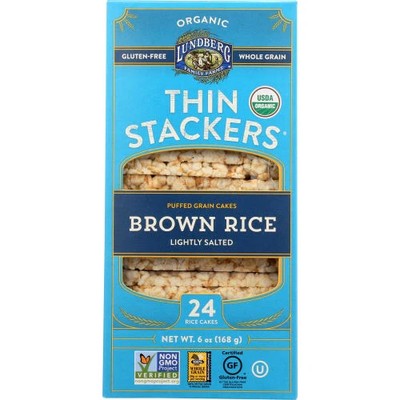 Thin Stackers Brown Rice Lightly Salted 6 Oz(Case Of 6) By Lundberg