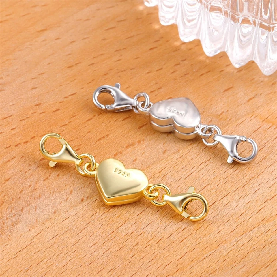 925 Sterling Gold & Silver Magnetic Heart & Bullet Closure Extension - Image 2 of 4