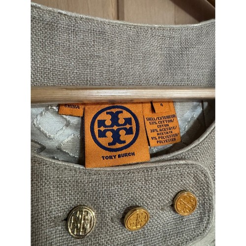 Tory Burch | Gold Linen Sleeveless Mini Dress | Size 4 - Picture 4 of 14