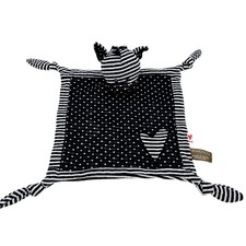 Demdaco Baby Lovey Zebra Cotton Knotted Soother Security Blanket Black  White