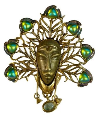 Willitts Designs Thomas Blackshear Ebony Visions Pendant Brooch Peacock Headress