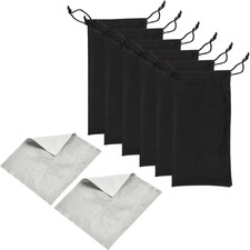 6Pcs Sunglasses Eyeglasses Microfiber Soft Pouch Bag Storage Bag with 2Pcs Glass