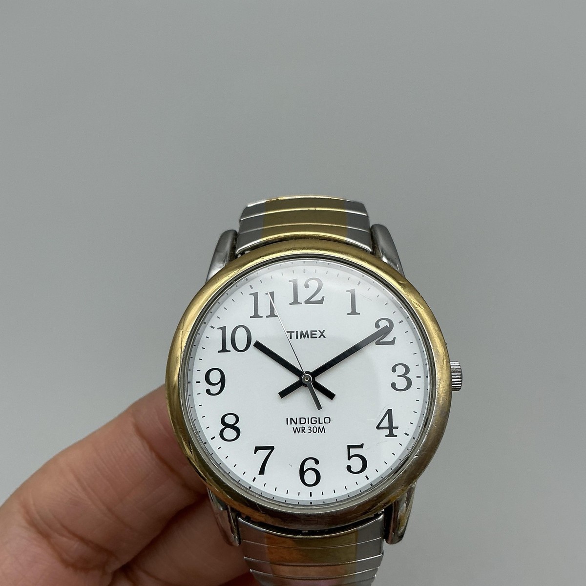 White Dial Arabic Numerals Date Window Stainless Steel Expansion Band Indiglo Timex Mens Easy Reader Date Two-Tone/White 38mm Martinique  main image 2