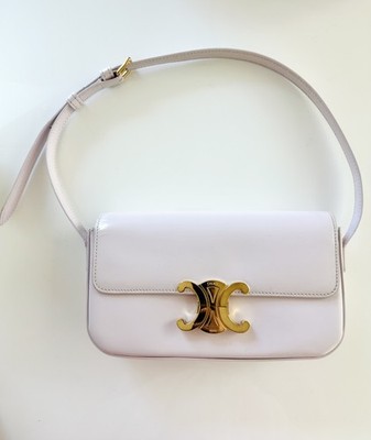 Authentic CELINE Triomphe Shoulder Bag in Shiny Calfskin Baby Pink /Peony !