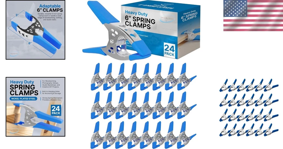 6" Nickel-Plated Steel Spring Clamps - 24-Pack - Image 2 of 4