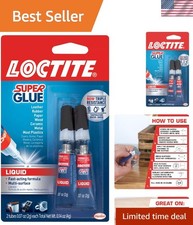 Super Glue Liquid, Clear, 0.07 fl oz Tube, 2 Pack - Superglue for Plastic, Wo...