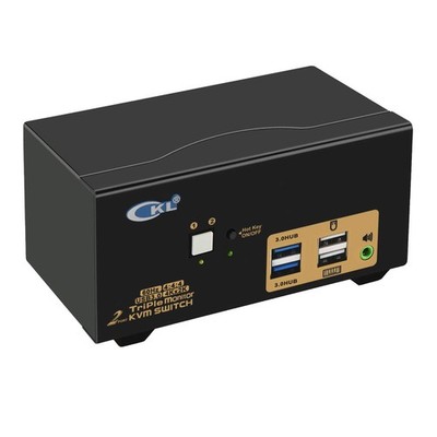 USB 3.0 HDMI KVM Switch Triple Monitor 2 Port Extended Display 4K 60Hz with C...