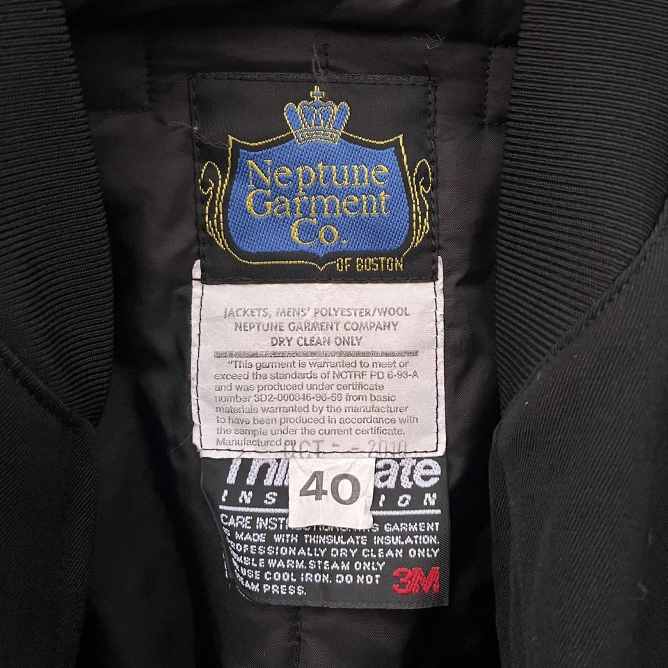 Chaqueta Neptune Garment para hombre forro aislante cremallera bombardero oficial del ejército 40 negra Foto 4 de 4