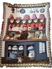 Vintage Cat All Over My Kitchen Tapestry Farmhouse Rustic Wall Hanging Decor
