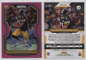 2020 Panini Prizm Rookie Pink Prizm Auto Chase Claypool #392 Rookie Auto RC