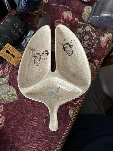 Red Wing Bob White Pottery Collection 3 Part Relish Tray