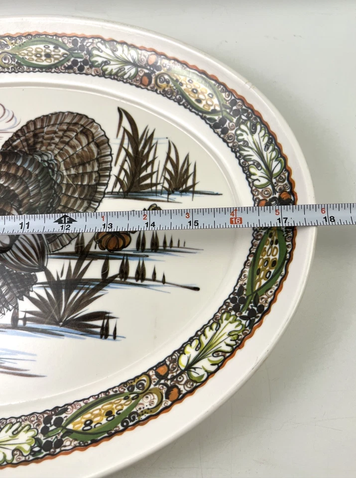 Bandeja para servir pavo melamina ovalada vintage Waverly Products 17,75"x12,75" Foto 3 de 4