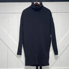 Lululemon Call For Cozy Sweater Dress Womens 6 Black Mock Neck Ribbed Tunic