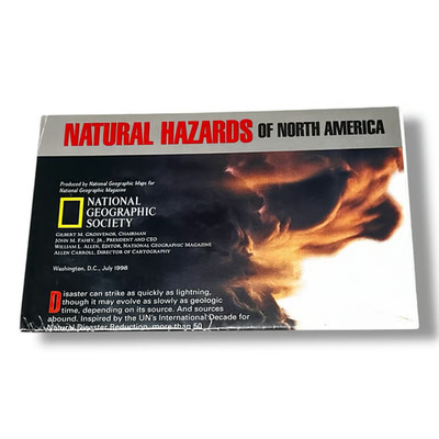 Natural Hazards of North America 1998 National Geographic Vintage Map EX