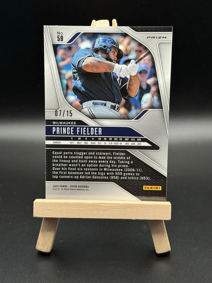 Panini Prizm FOTL 2025 Blue Shimmer Prince Fielder ¡7/15 cerveceros!! Foto 2 de 2
