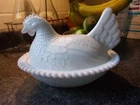 Vintage Hen On Nest White Milk Glass Indiana 7" HON