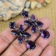 Amethyst Gemstone Handmade 925 Sterling Silver Earring Jewelry Women's Gift