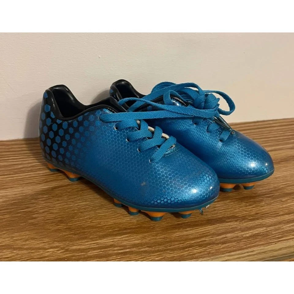 Детские молодежные синие металлические футбольные бутсы размер 8 оранжевые запонки Vizari - Изображение 3 из 4