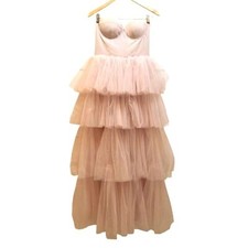 Fashion Nova Dress M Women's Pink Higher Energy  Tulle Maxi Strapless Corset Top