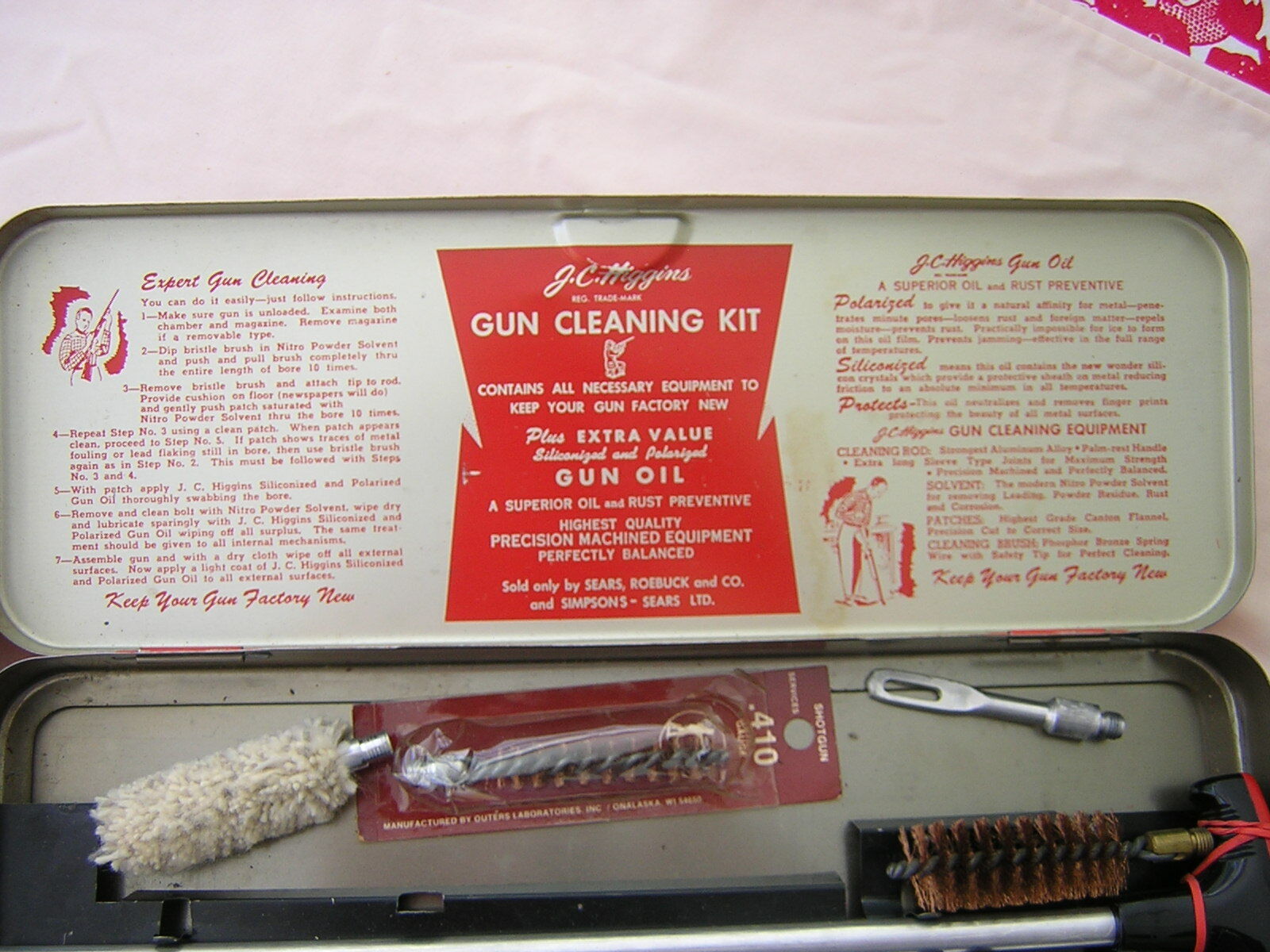 J C HIGGINS GUN CLEANING KIT HUNTING COLLECTIBLES SPORTS SOLD BY SEARS