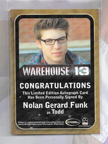 Warehouse 13 Season 2 2011 autograph card Nolan Gerard Funk - Todd - Picture 2 of 2