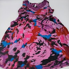 Tanzara Dress Womens Medium Multicolor Faux Wrap Floral Design